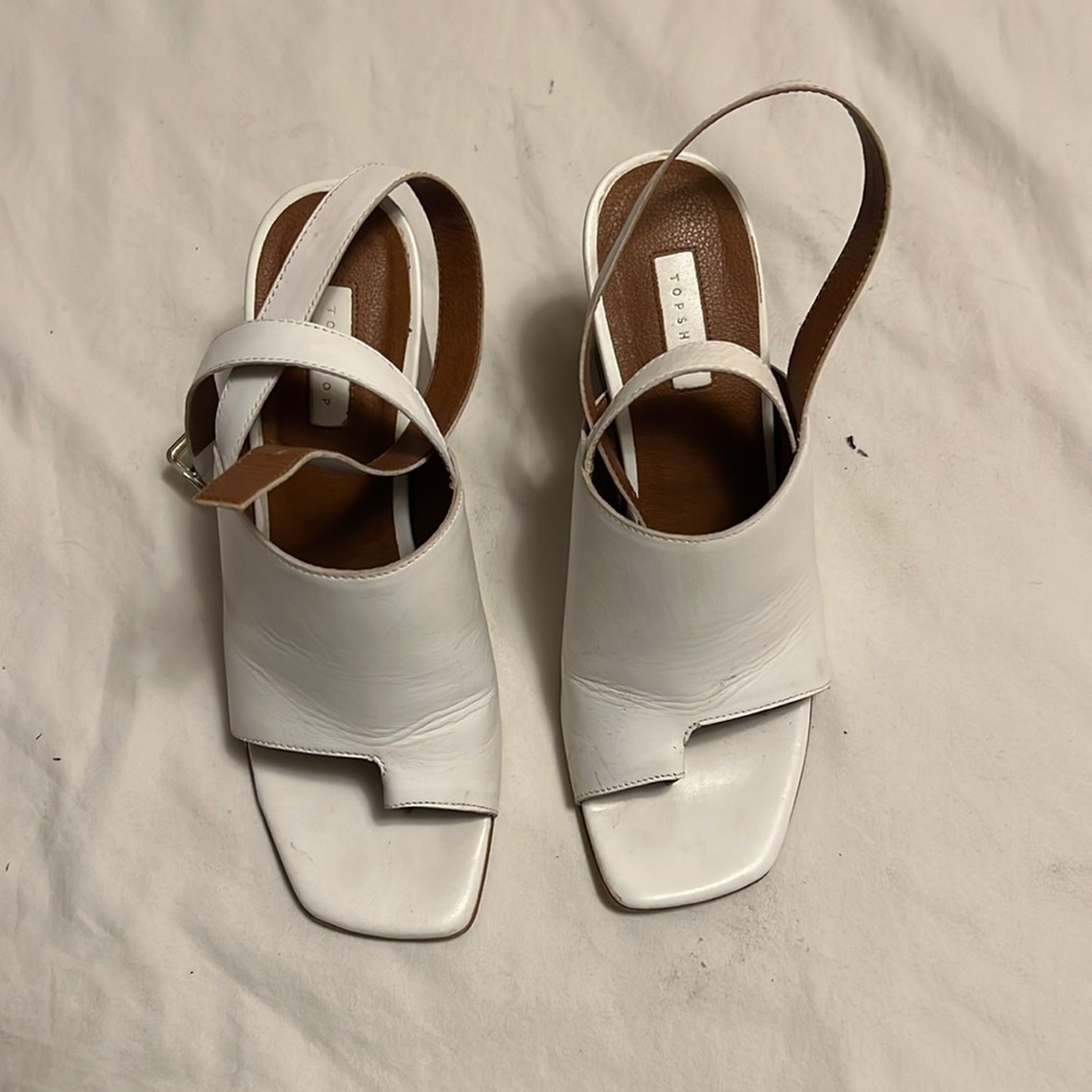 White heels with ankle strap